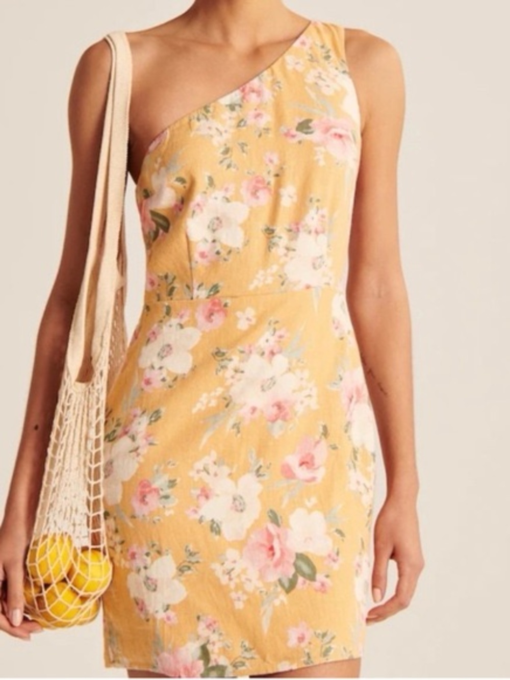 Abercrombie & Fitch One-Shoulder Linen-Blend Mini Dress Size Small